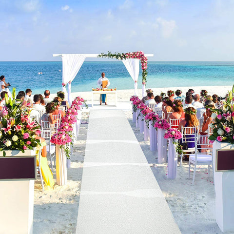 J&A Homes indoor venue setup featuring clean white aisle path