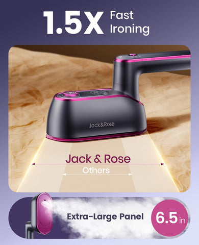 Jack & Rose Travel Steamer Iron ceramic heat panel, smooth fabrics efficiently