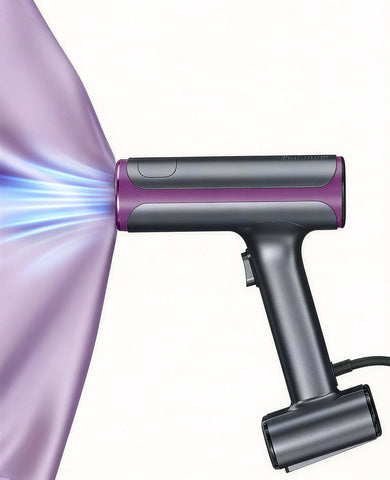 Jack & Rose vacuum steamer on stand grips shirts for quick wrinkle relief.