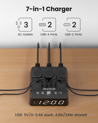 JACKYLED backup AAA battery slot keeps time during outages.