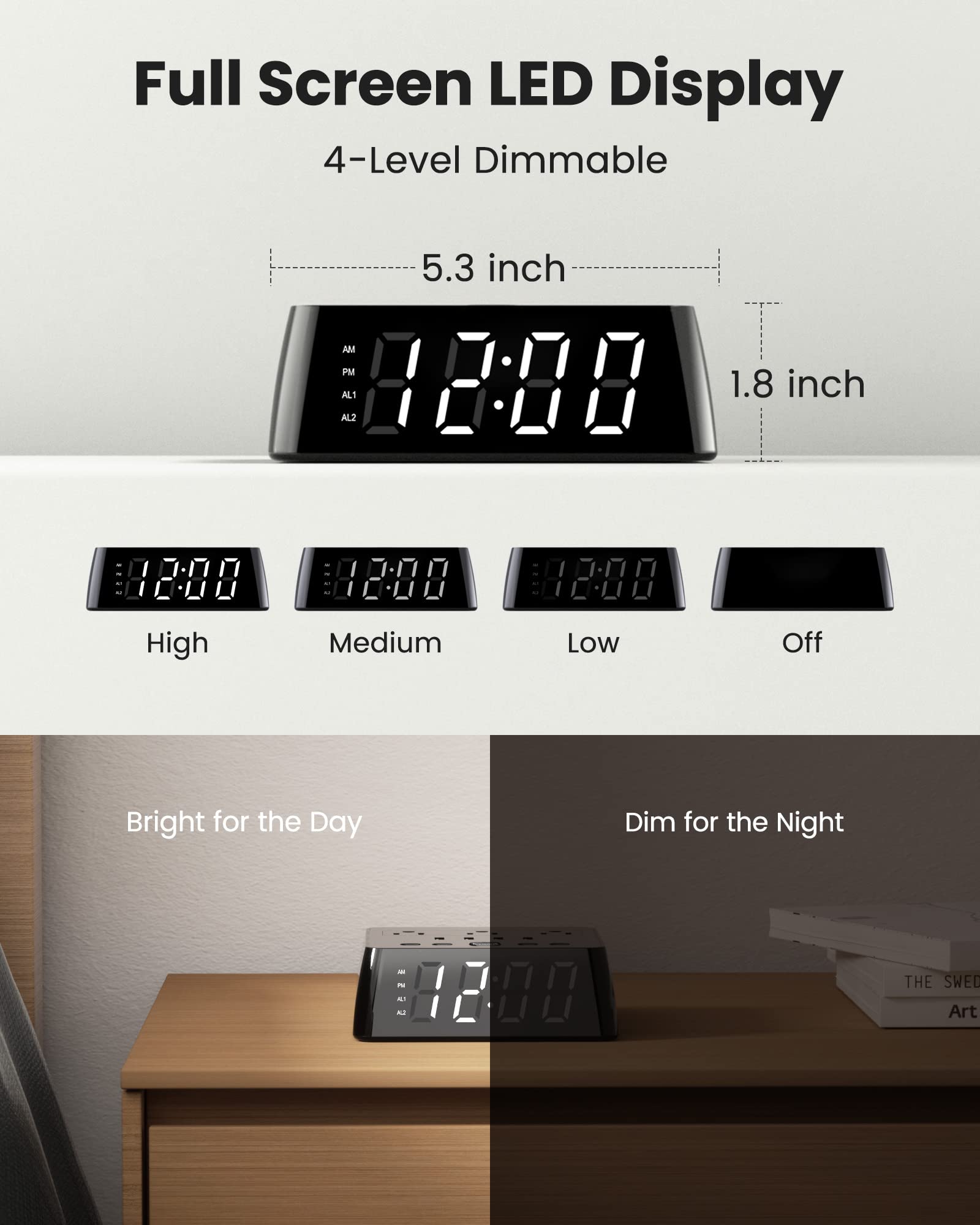 JACKYLED nightstand charger with 3 outlets and 4 USB ports for convenient charging.