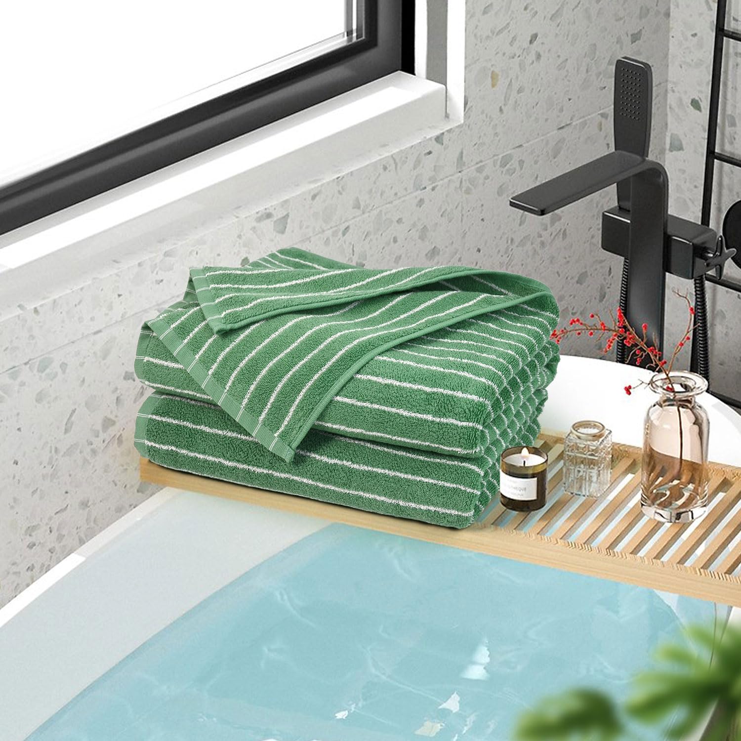 Jacquotha quick-drying towels highlight lightweight design for busy mornings
