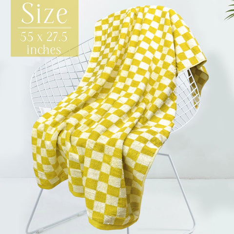 Jacquotha checkered towel versatile for bathroom, gym, pool or travel.