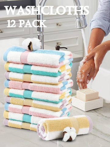 Close-up of Jacquotha cotton washcloths showing soft texture for comfortable cleansing.