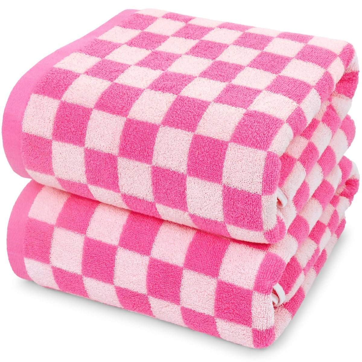 Jacquotha hot-pink checkered towel set front view for stylish bathroom decor