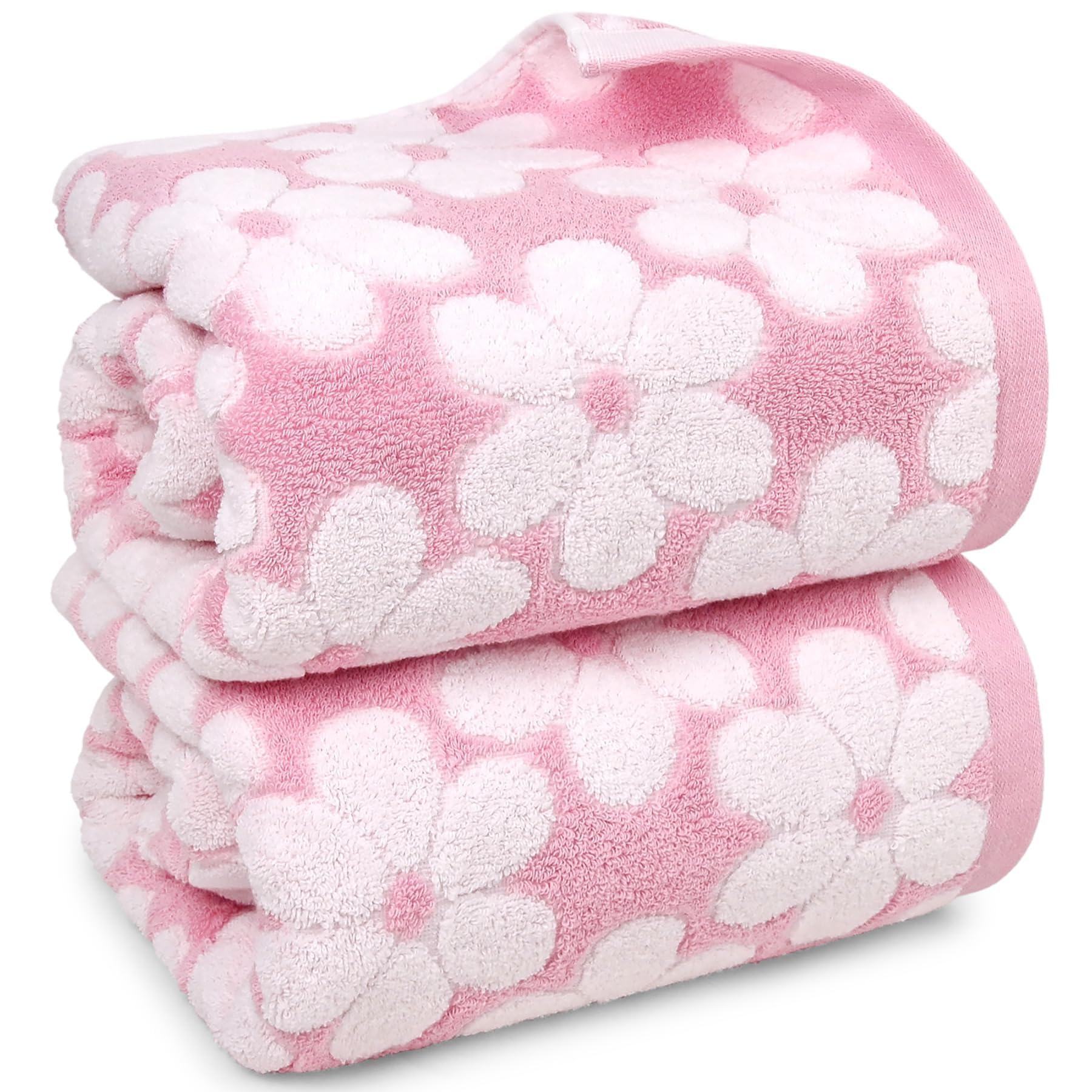 Jacquotha pink bath towels set of 2, soft and absorbent for daily use.