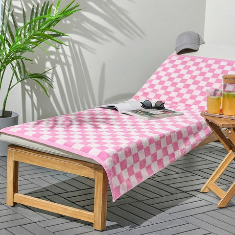 Jacquotha pink checkered towel in bathroom decor with vibrant style