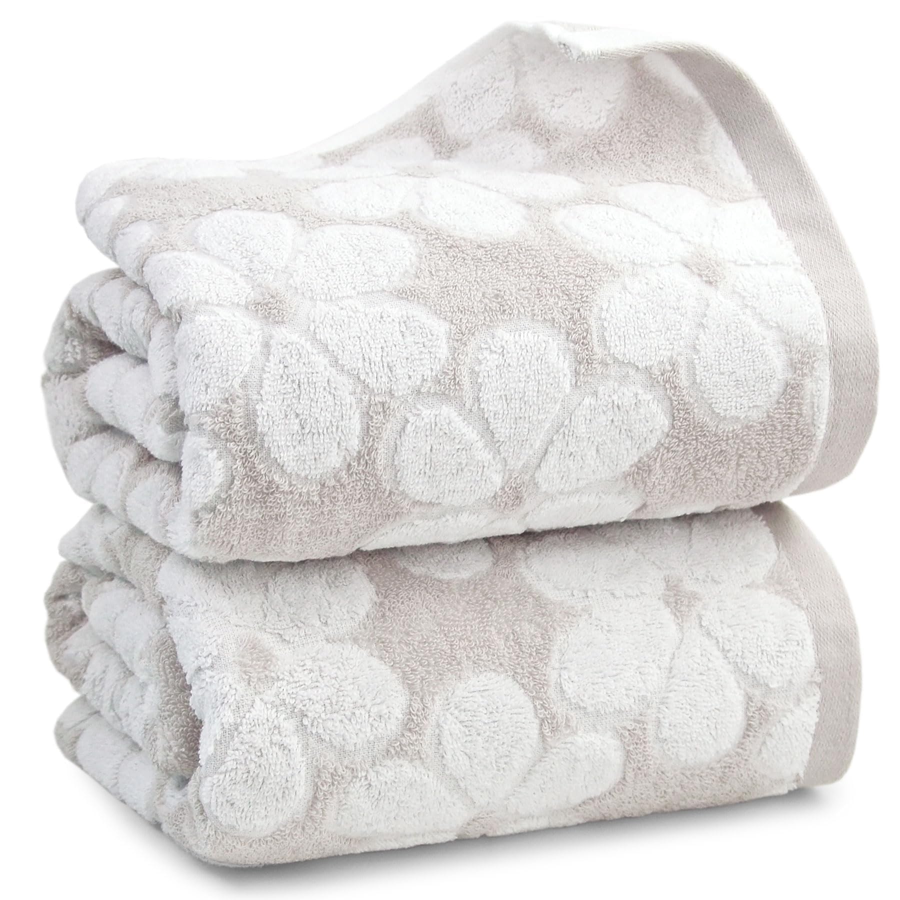 Jacquotha soft bath towels 2-pack folded, plush texture and 55x27 inch size