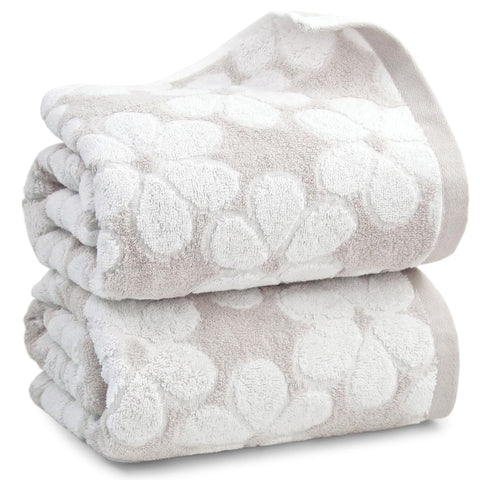 Jacquotha soft bath towels 2-pack folded, plush texture and 55x27 inch size