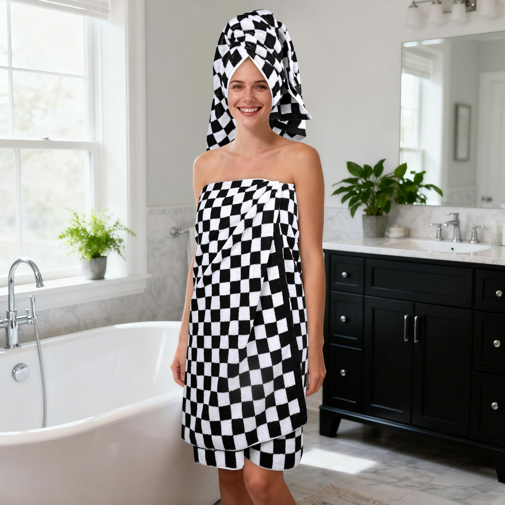 Jacquotha towel set arranged for bathroom decor and guest rooms