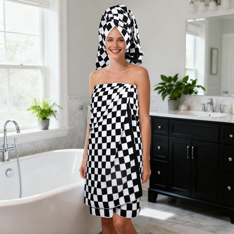 Jacquotha towel set arranged for bathroom decor and guest rooms