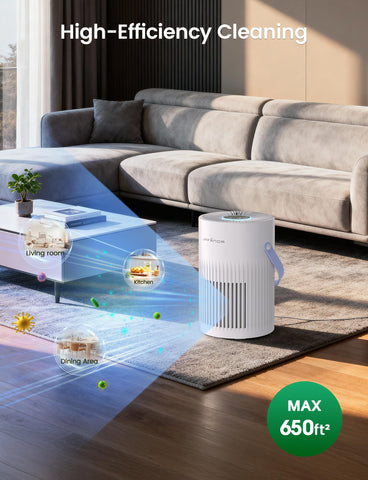 Jafanda air purifier 360-degree airflow for comprehensive room cleansing.