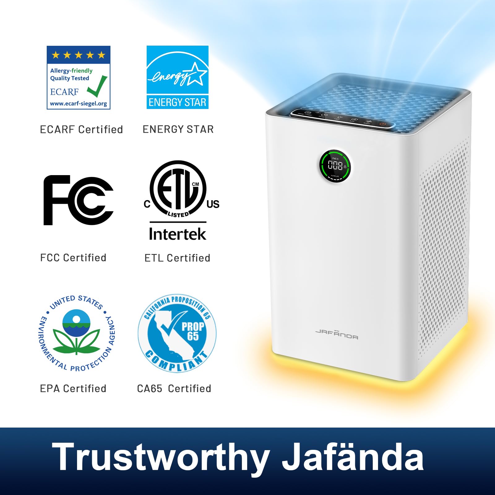Jafända purifier in sleep mode delivering whisper quiet performance