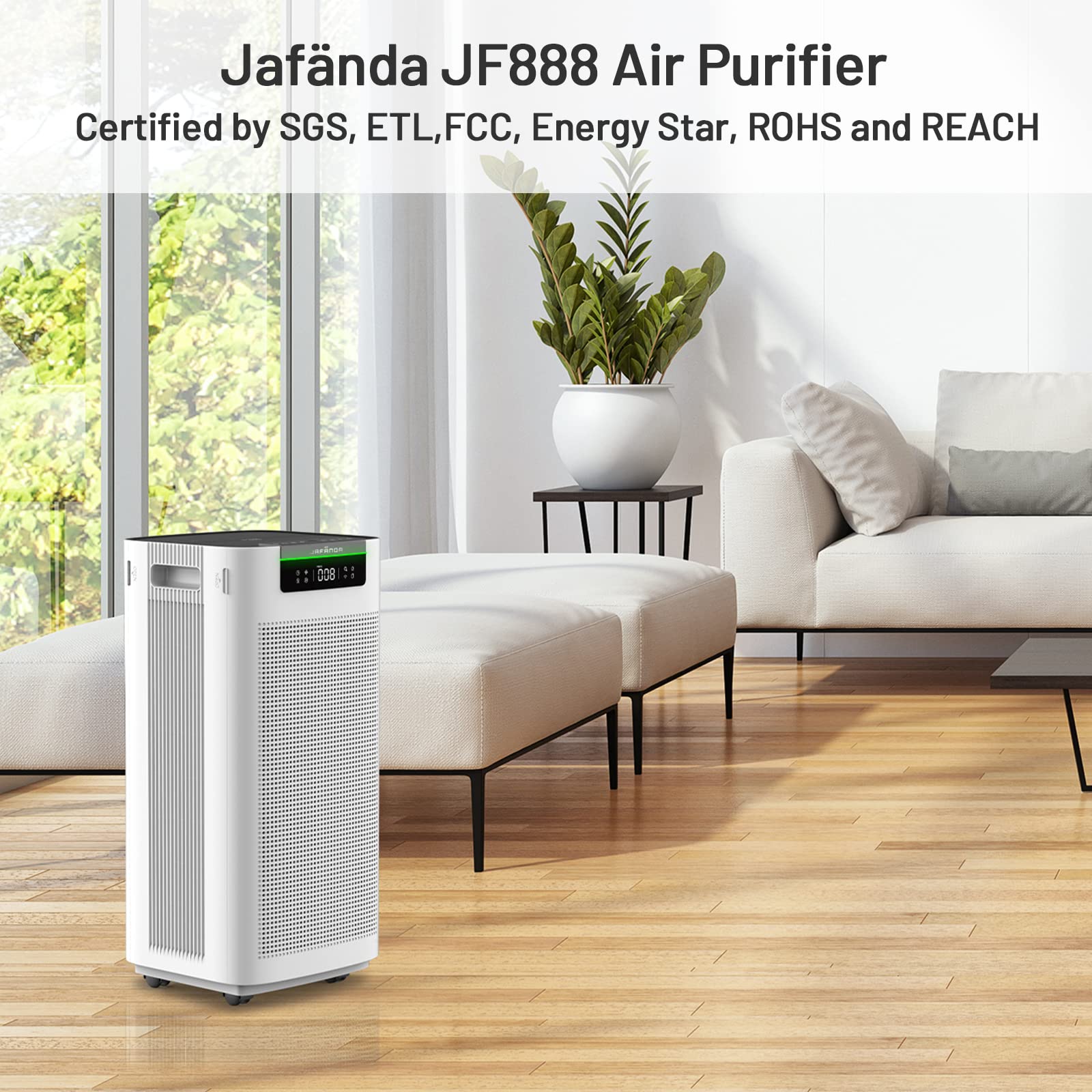 Jafända JF888 carbon layer targets pet odors and cooking smells for fresher air.
