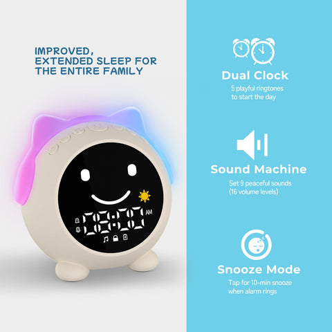 JAHUYU Kids Alarm Clock multi-color display makes time easy to read.