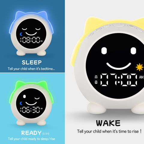 JAHUYU Kids Alarm Clock night light modes create a cozy bedtime.
