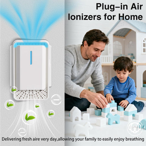 Jahy2Tech plug-in wall purifier at a hotel desk
