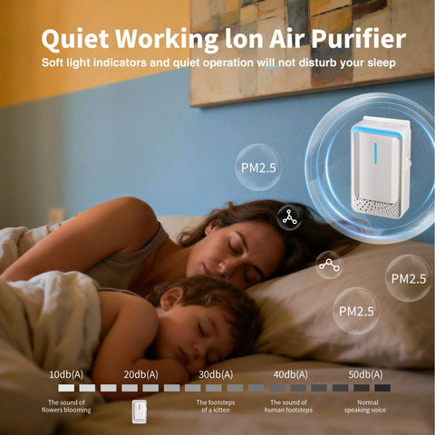 Jahy2Tech quiet air purifier on an office desk for calm air