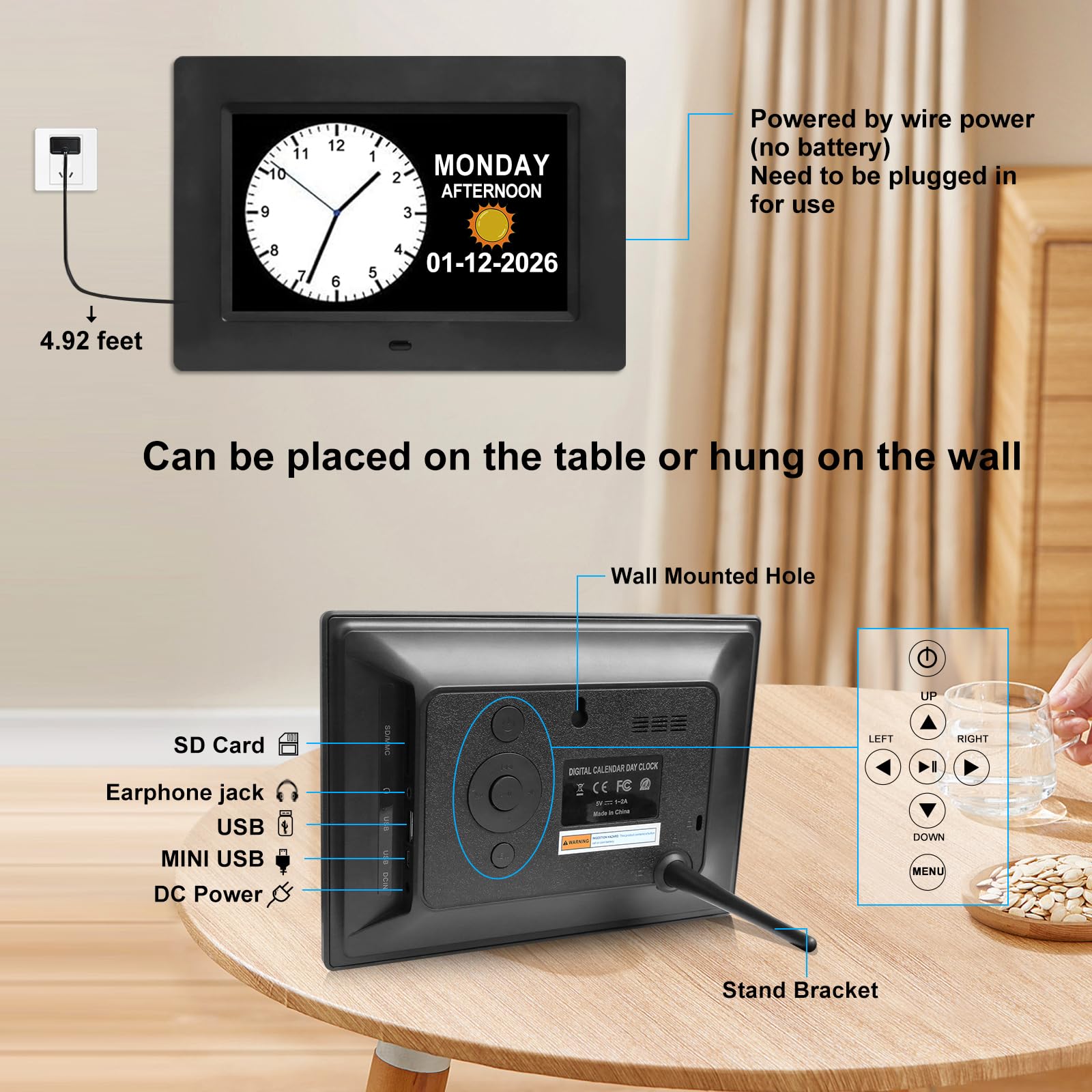 Jaihonda large digital clock with easy-reading layout for seniors.