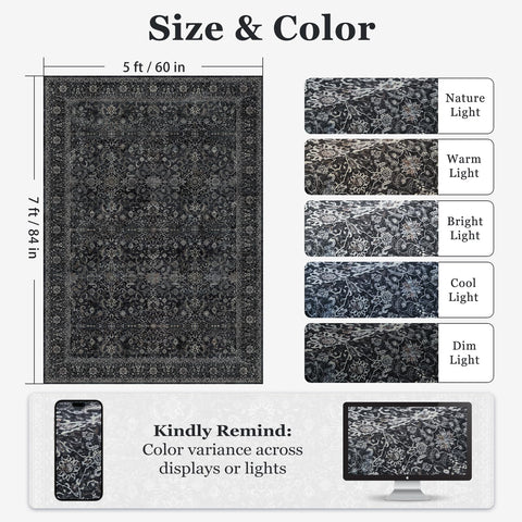Jainmy Dark 5x7 rug room setup showcases versatile living space styling.
