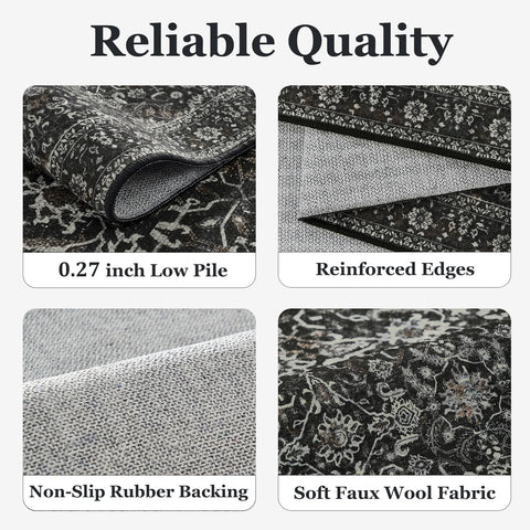 Jainmy pet-friendly area rug highlighting spill resistance and easy maintenance.
