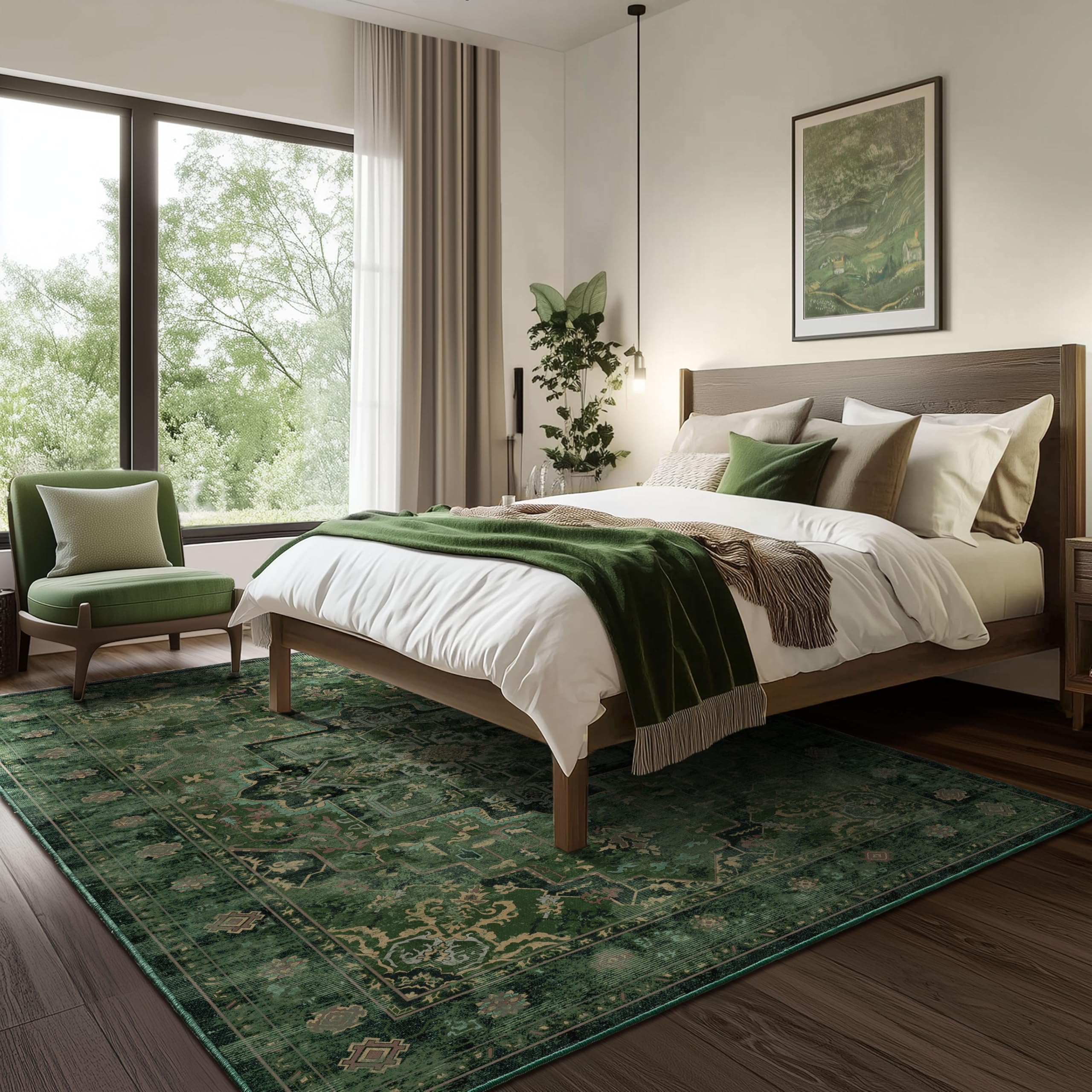 Jainmy rug for dining area under table, low-pile and easy to clean.