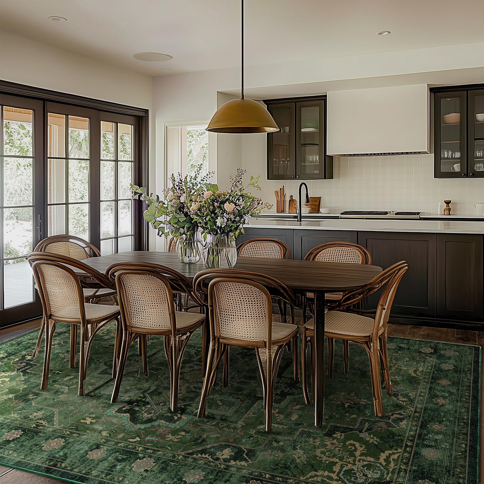Jainmy washable rug with non-slip backing enhances safety in high-traffic spaces.
