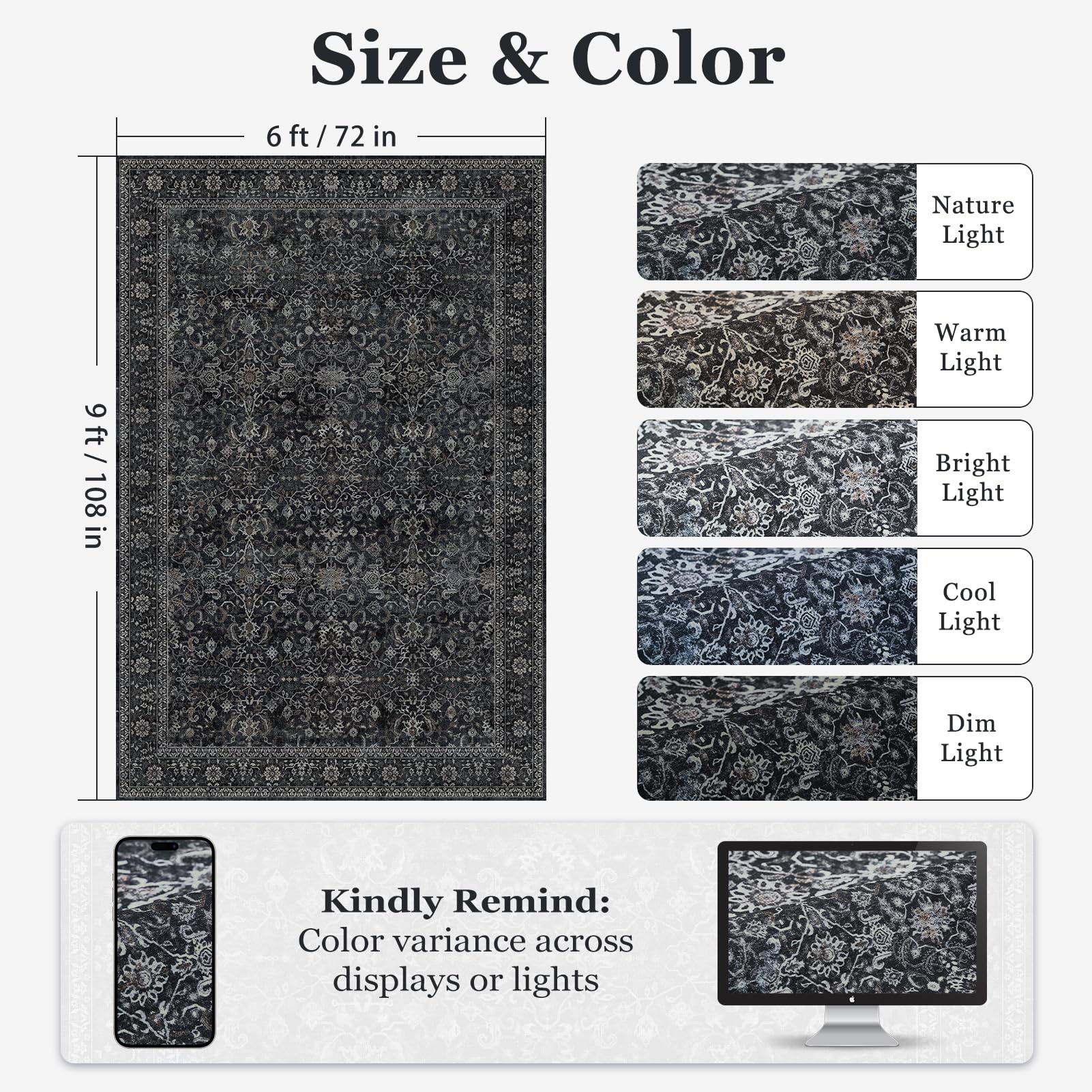 Jainmy vintage pattern on charcoal background adds timeless charm to any room.