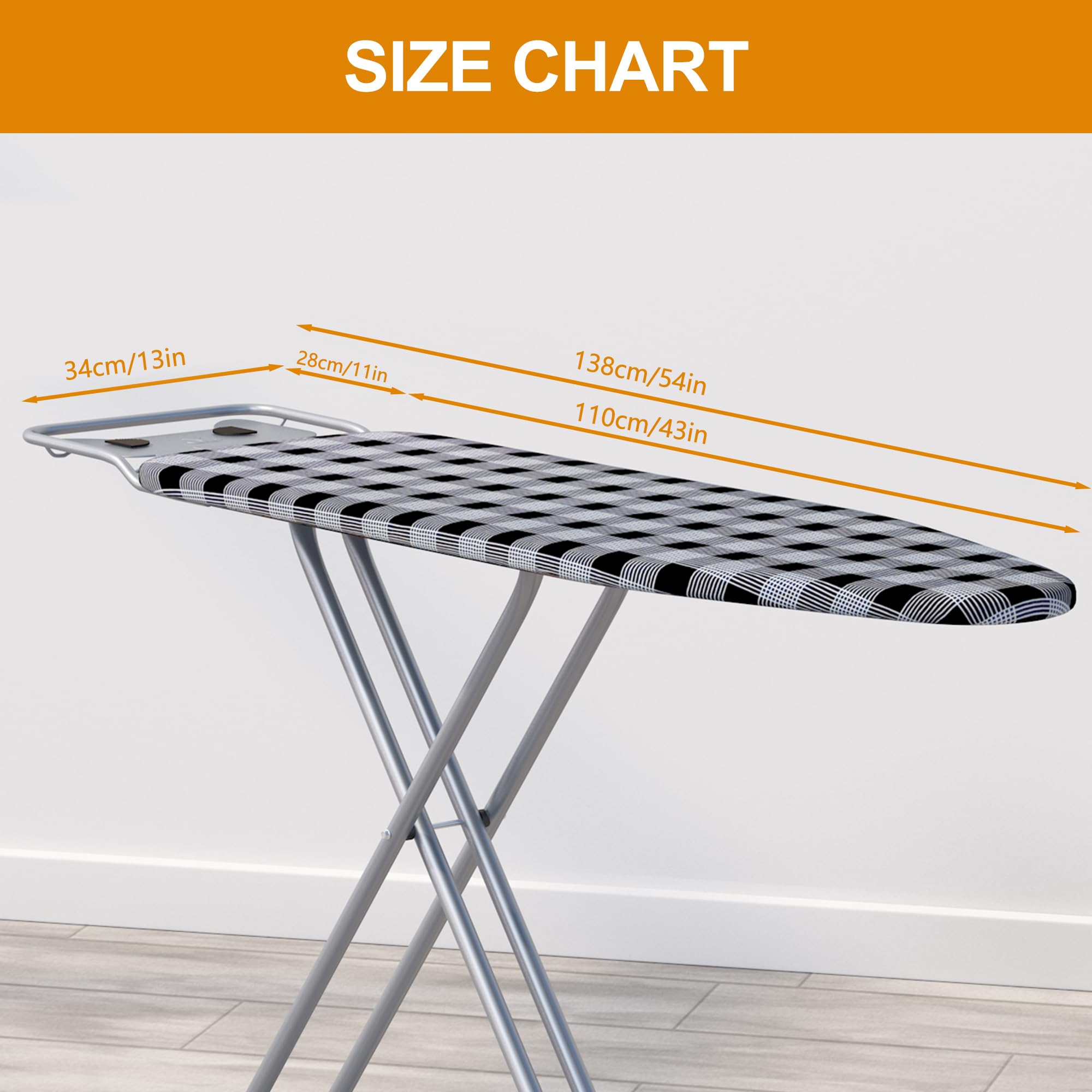 Jakeefud ironing board height adjustable across seven levels for comfort