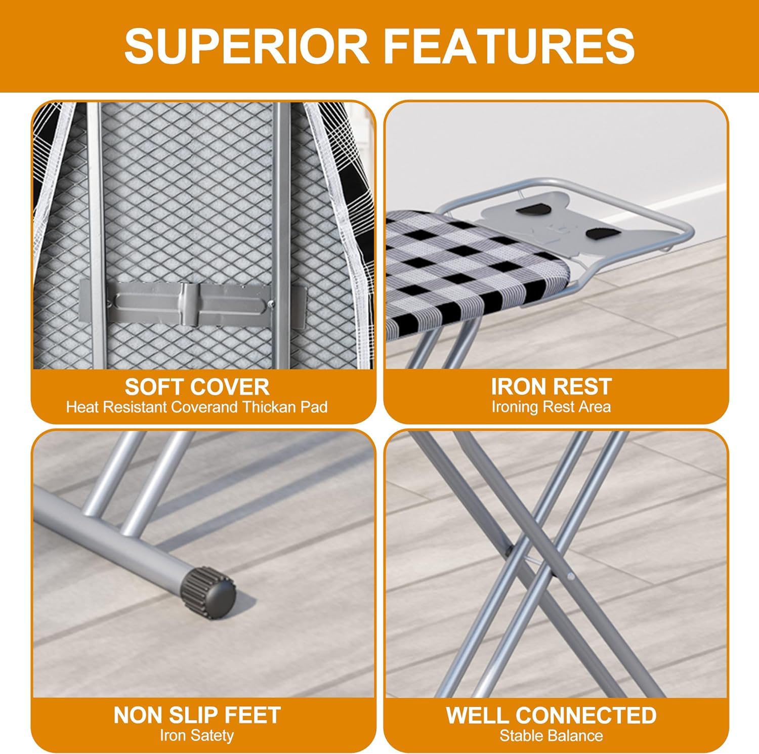 Jakeefud ironing board mesh top 13x43 enables even steam distribution