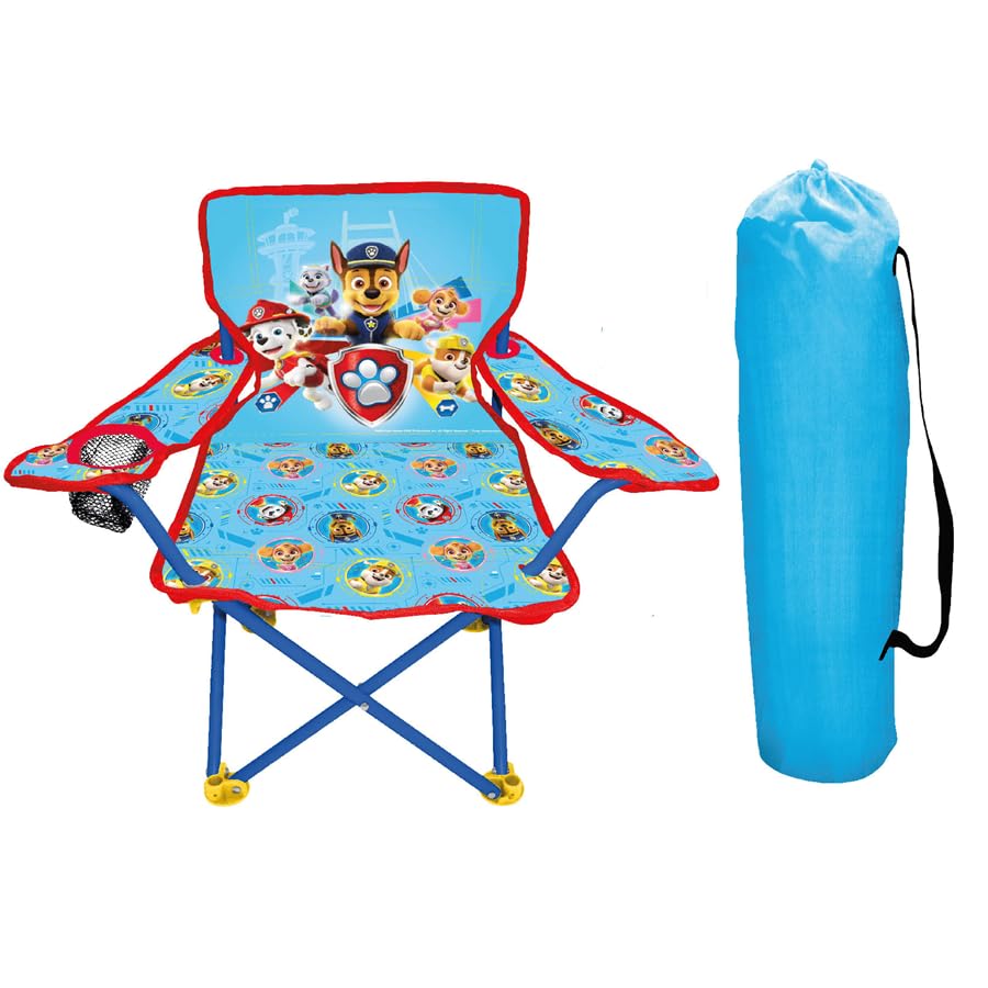 Paw Patrol graphics close-up on the chair, colorful characters that kids love.