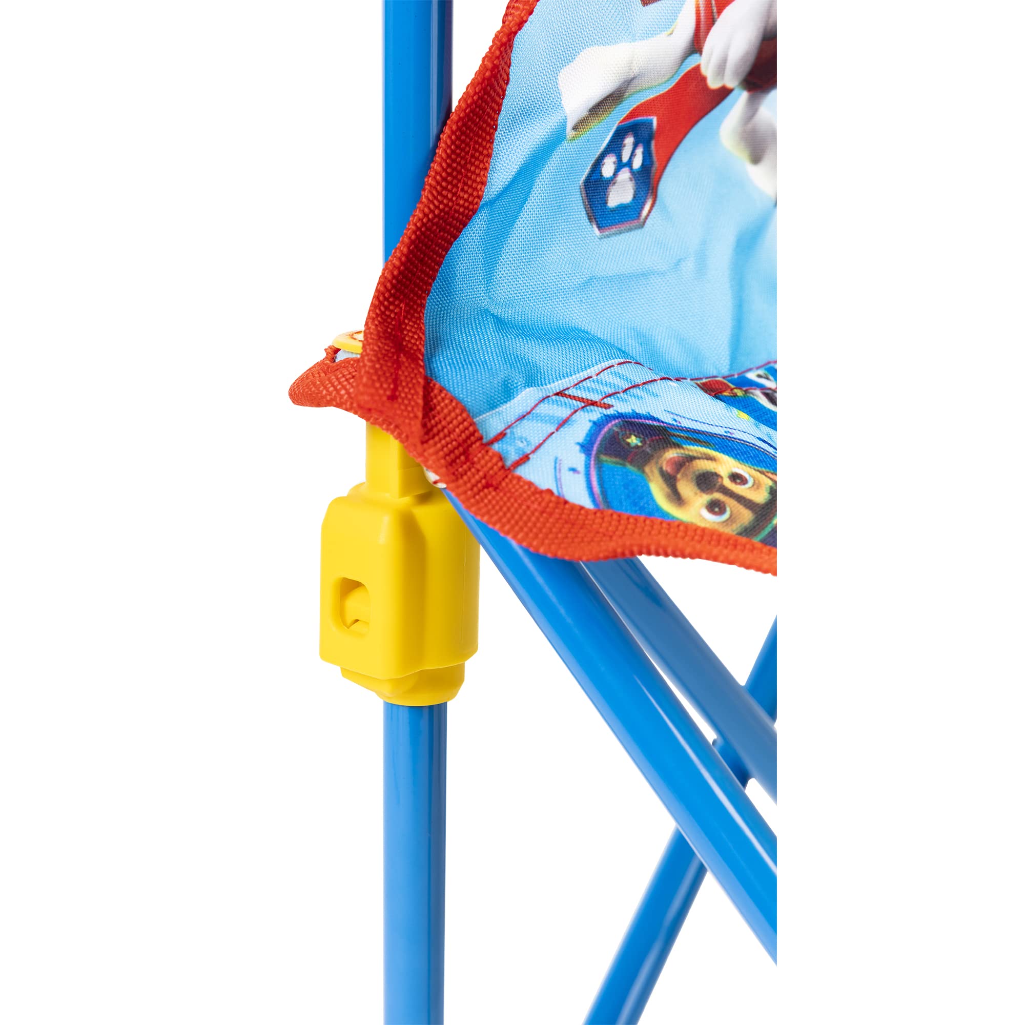 Paw Patrol camping chair side view, compact kid seating for easy portability.