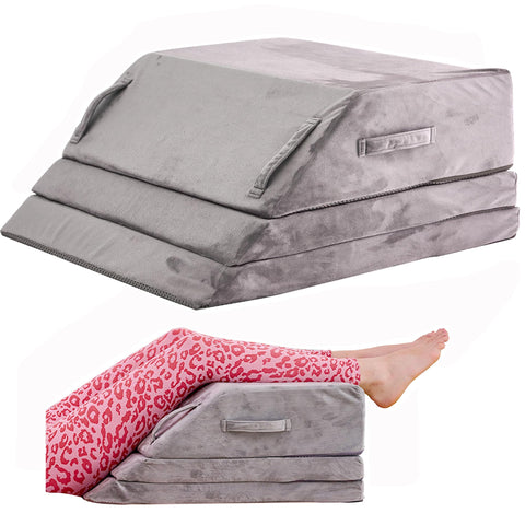Jakoola wedge pillow with memory foam top layer for comfortable leg elevation and swelling relief.