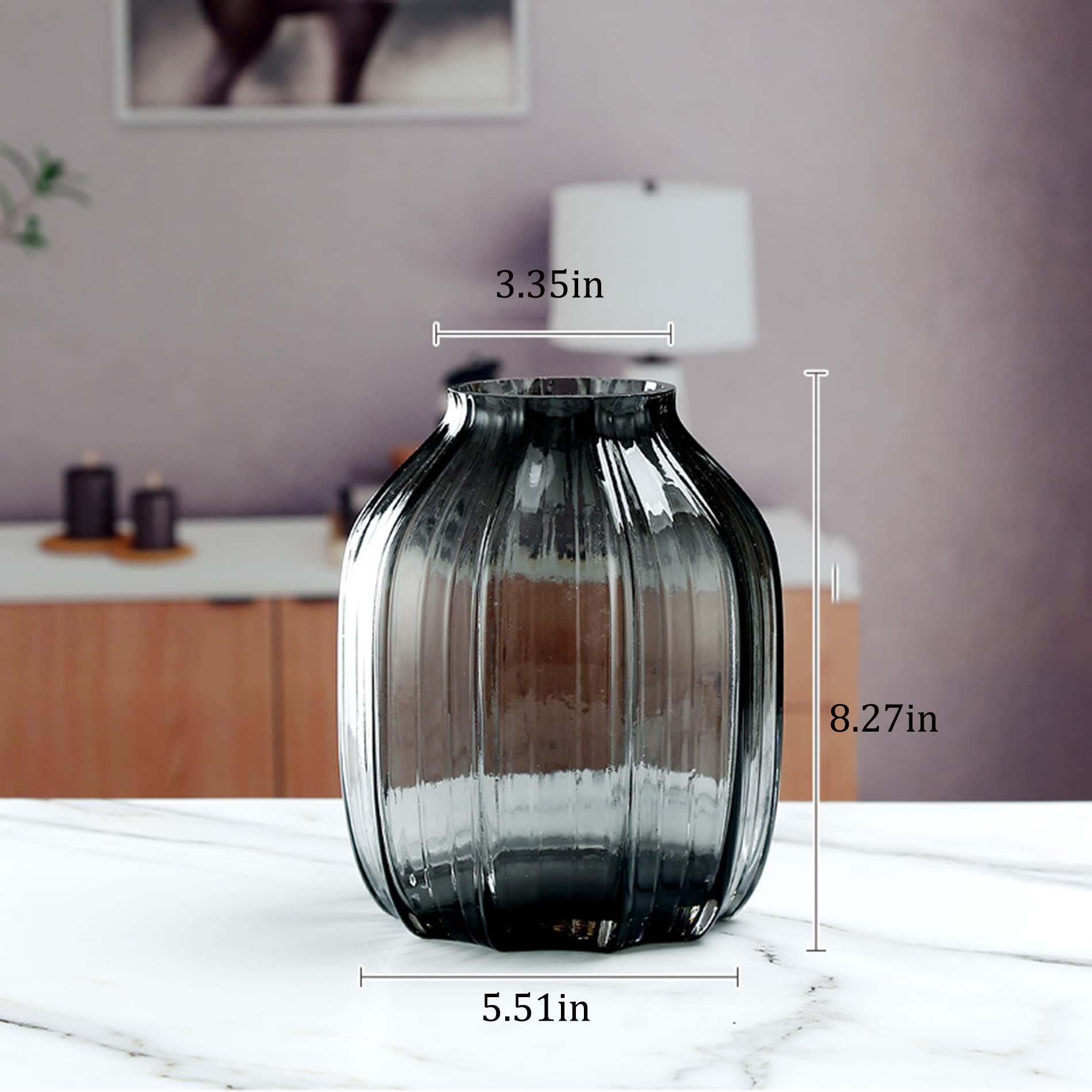 JAKY-Global flat-mouth round-opening vase, smooth edge for safe handling.