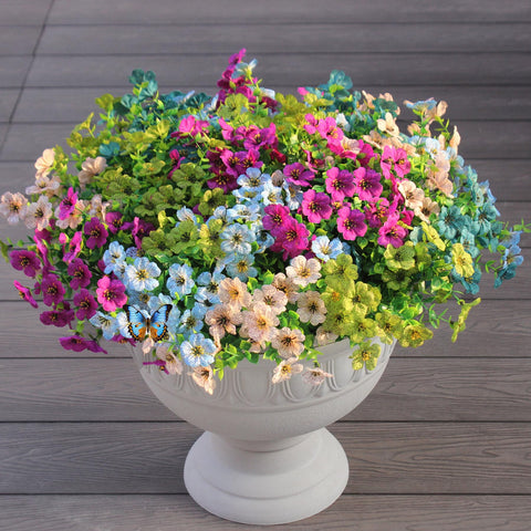 JAKY-Global silk daisies look realistic in outdoor planters for durable decor.