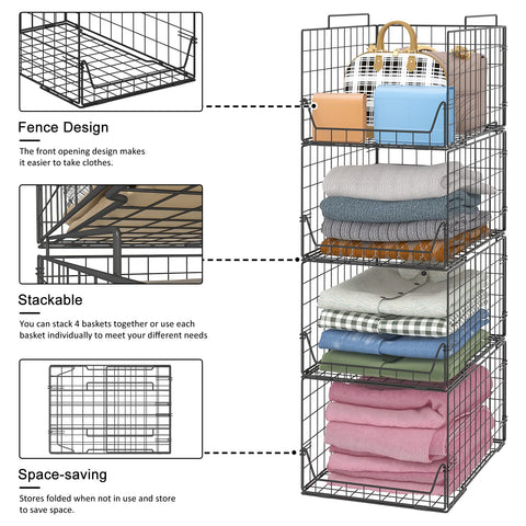 Jakyitvi metal closet baskets offer durable storage for shirts and sweaters