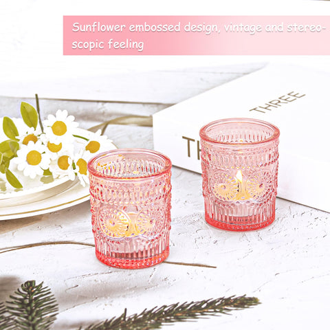 JALANCY boho wedding decor pink glass holders to unify table styling