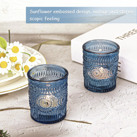 JALANCY table decor blue votive holders create cozy dining ambiance