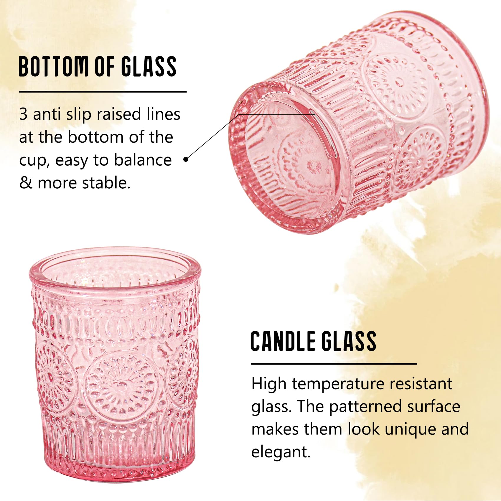 JALANCY vintage sunflower embossed glass holders with warm, nostalgic charm