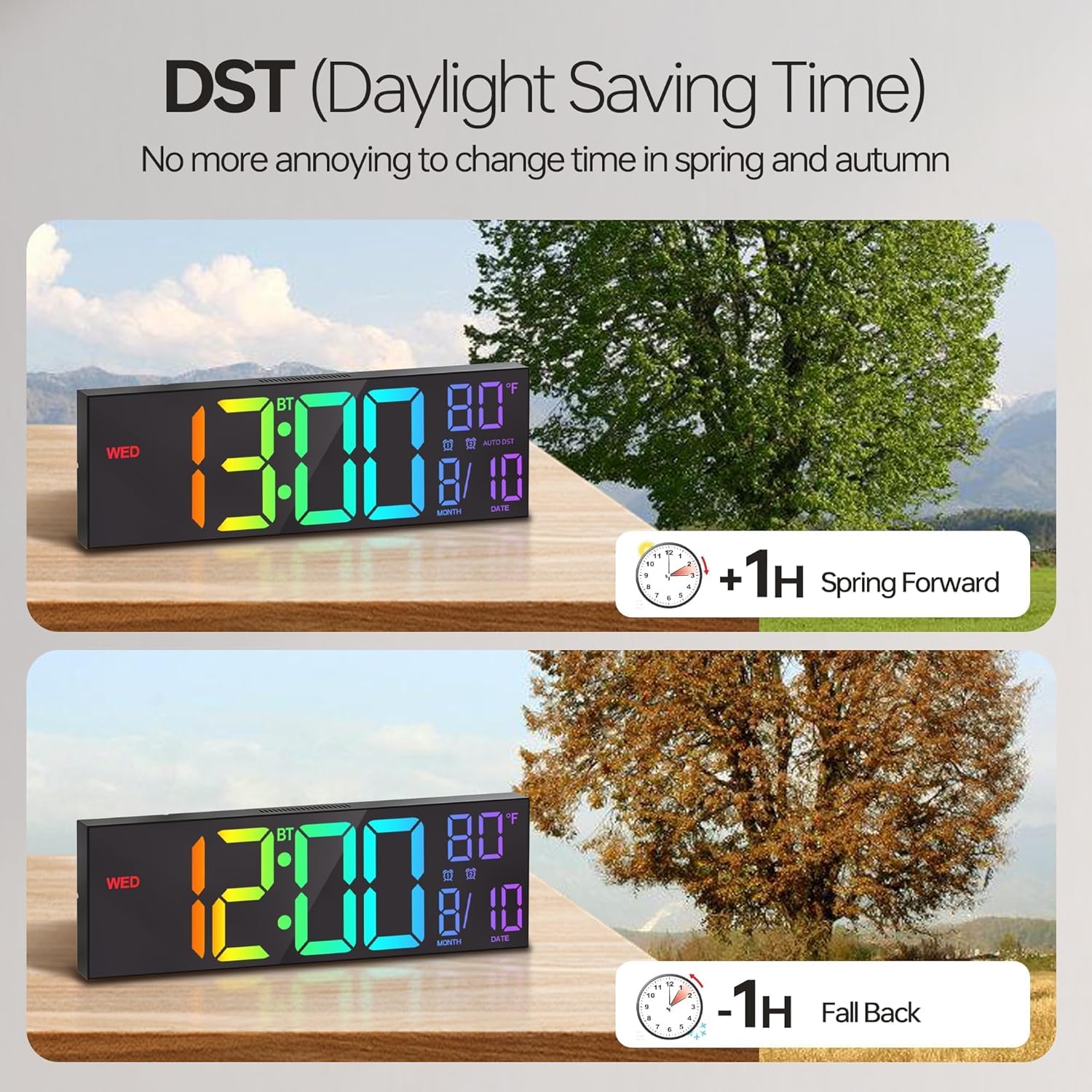 JALL 16.2-inch wall clock night light creates ambient glow.
