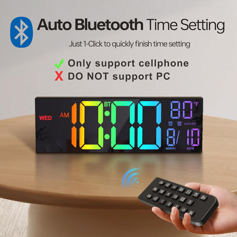JALL 16.2-inch wall clock remote control operation simplifies adjustments.