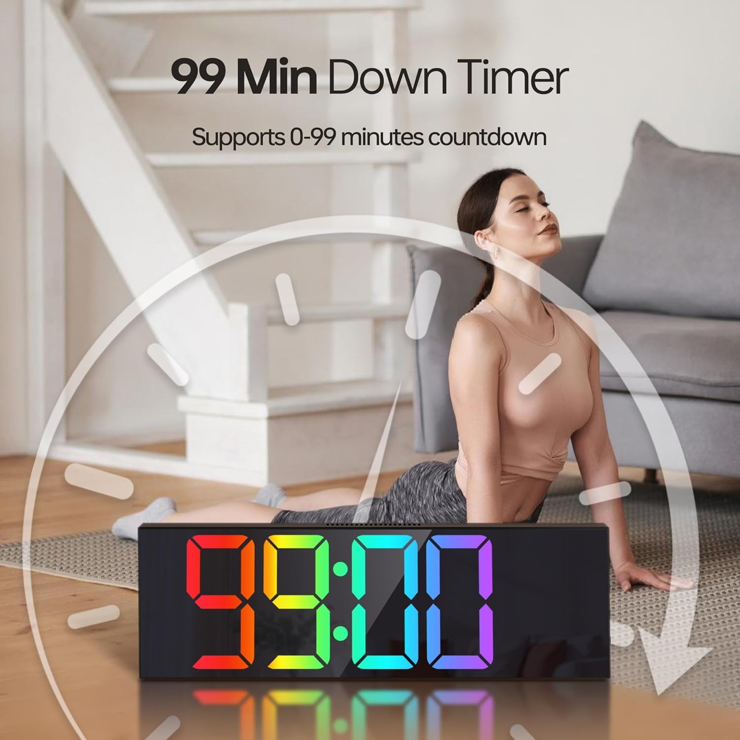 JALL 16.2-inch wall clock temperature display adds room metrics.