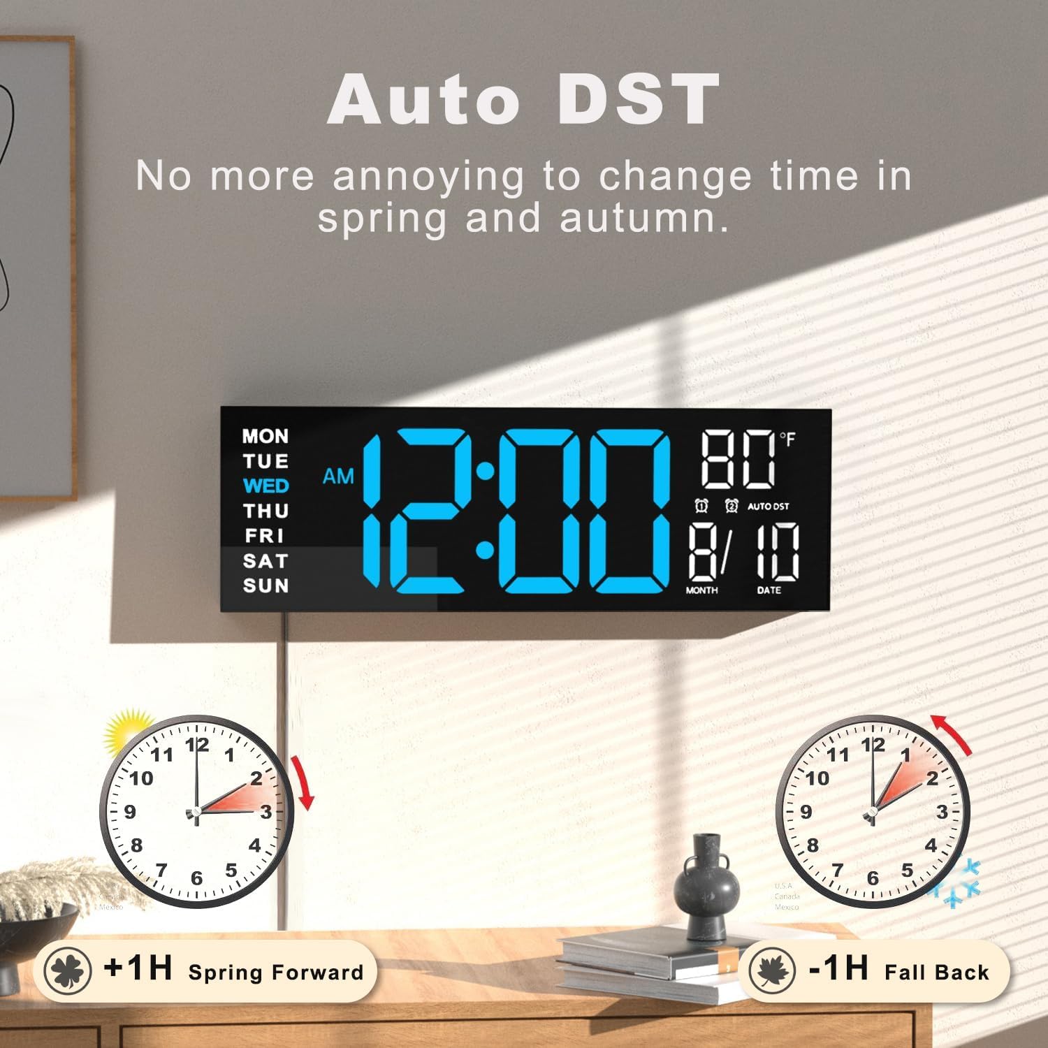 JALL auto DST and brightness adapt for comfortable viewing