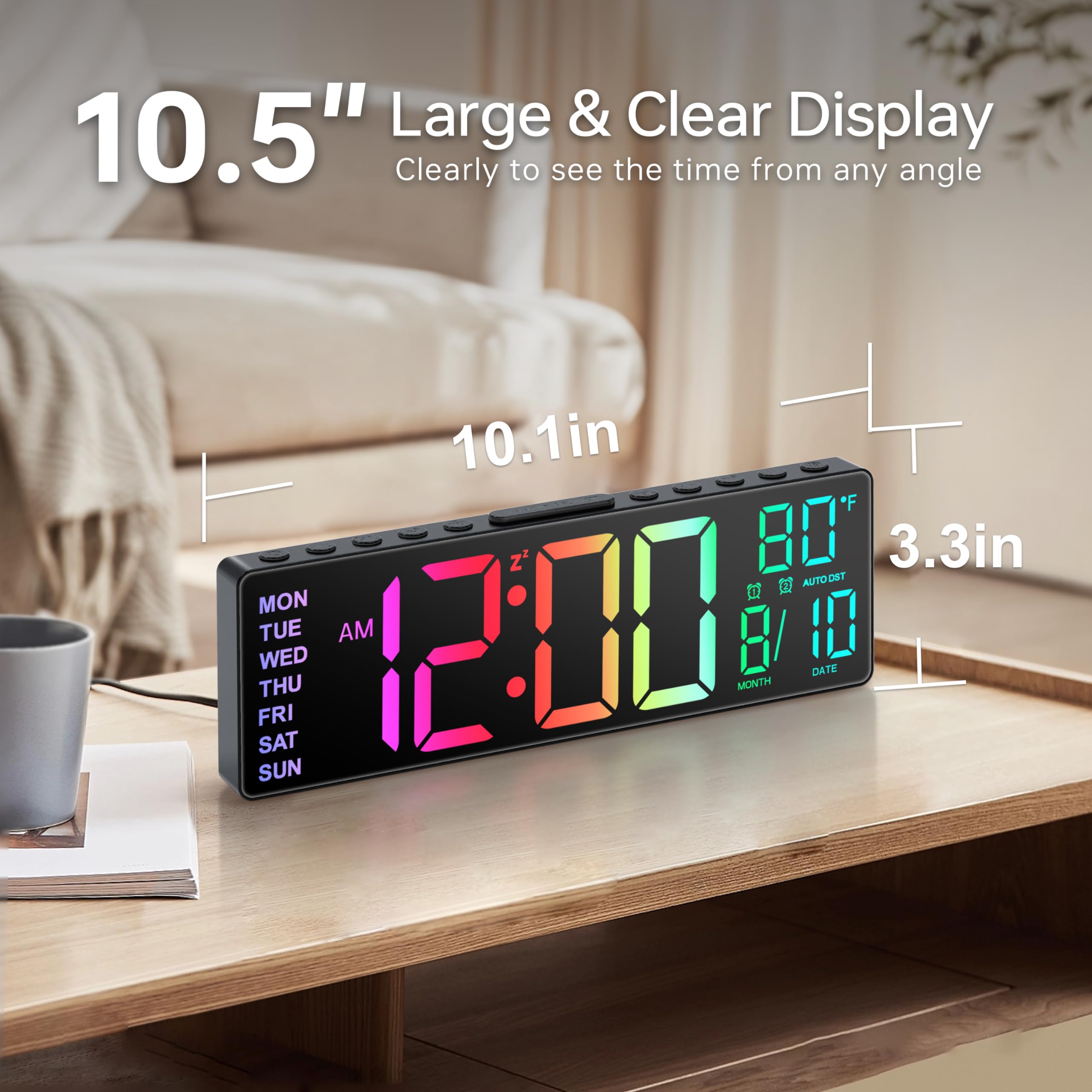 JALL RGB LED display shows eight colors for adjustable ambience and readability.