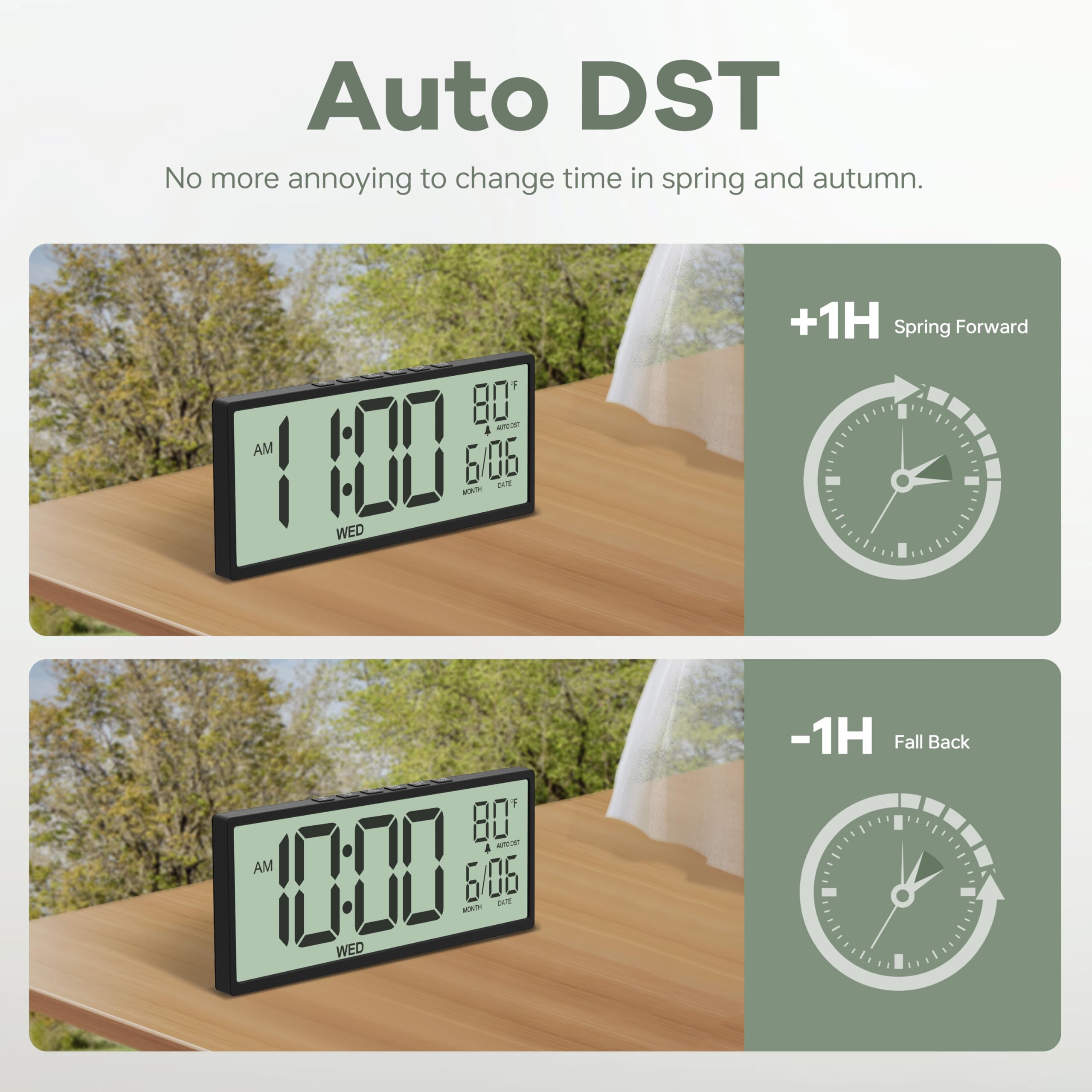 JALL auto DST feature keeps accurate time without manual adjustments.