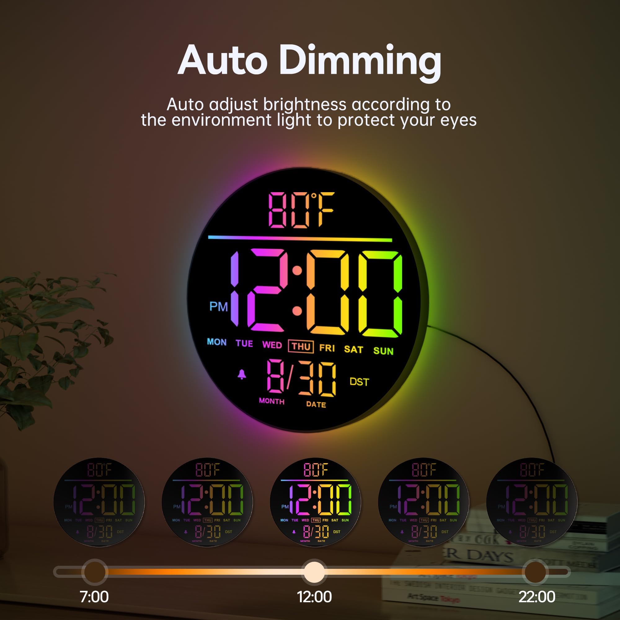 JALL automatic brightness and DST clock improving readability throughout the day.