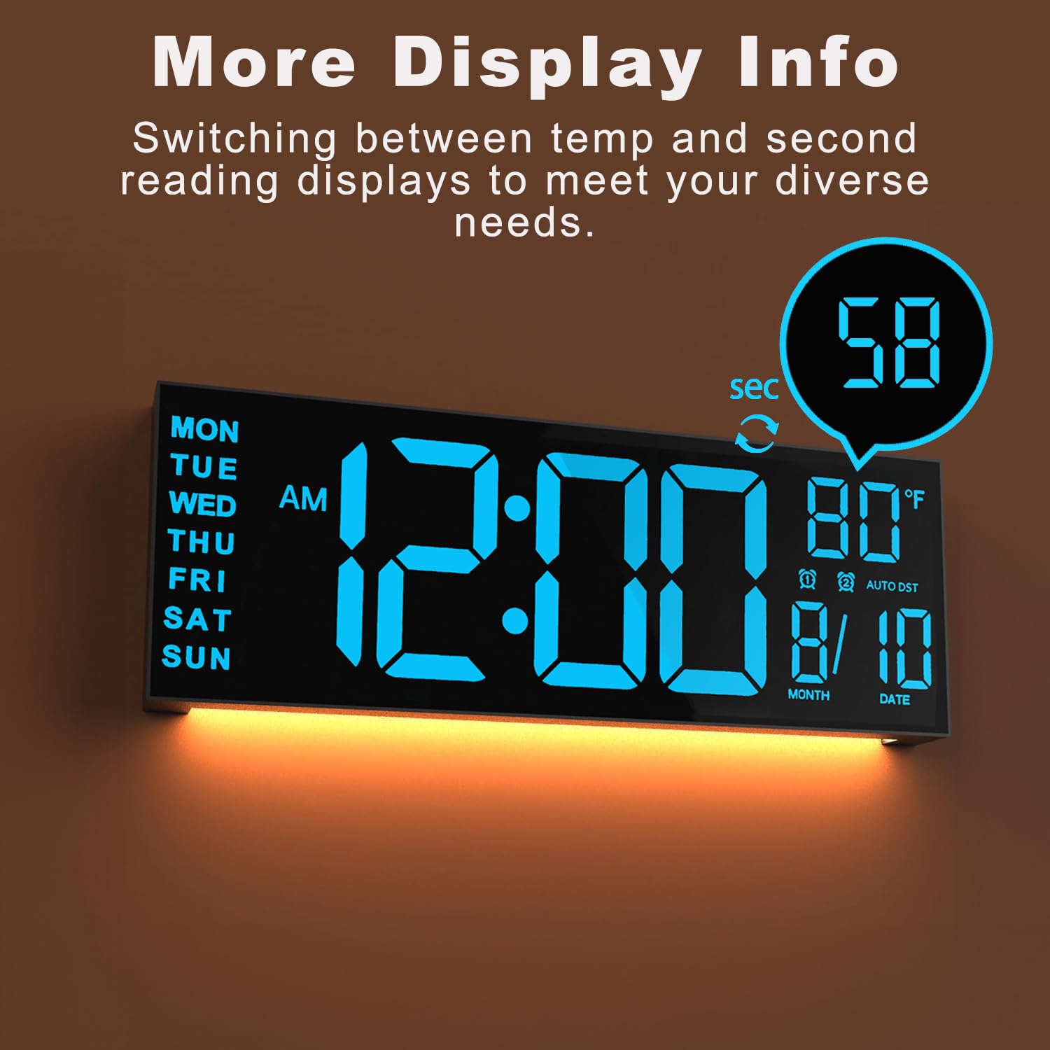 JALL bold LED display clearly highlights time and alarms.