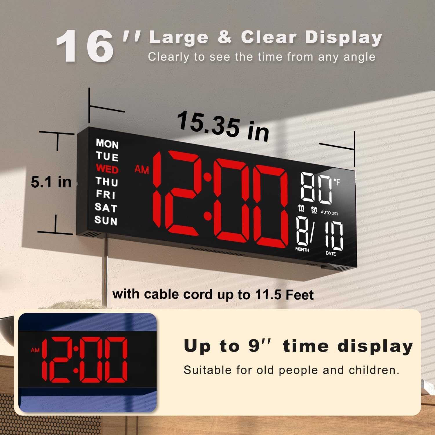 JALL clock with RGB color options offers clear timing cues for classrooms and living spaces.