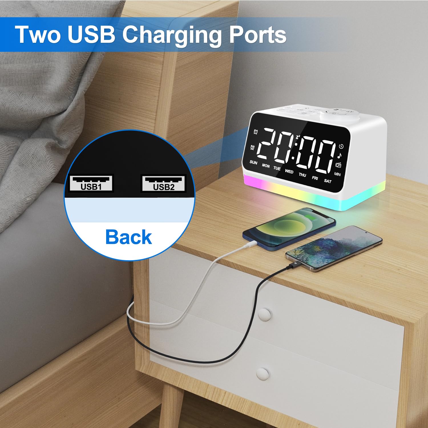 JALL two USB charging ports for convenient device power