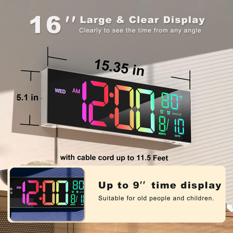 JALL wall-mount or desktop clock for versatile placement in home, classroom, or office.